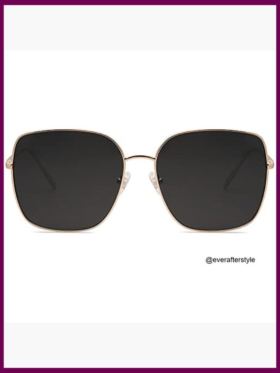 Oversized Square Metal Frame Sunglasses UV400 Protection Retro Style main image 7